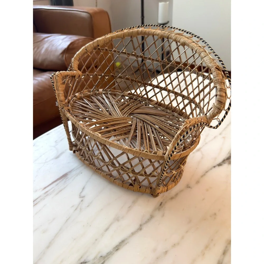 Vintage Boho Wicker Rattan Plant Basket Cachepot Planter Holder